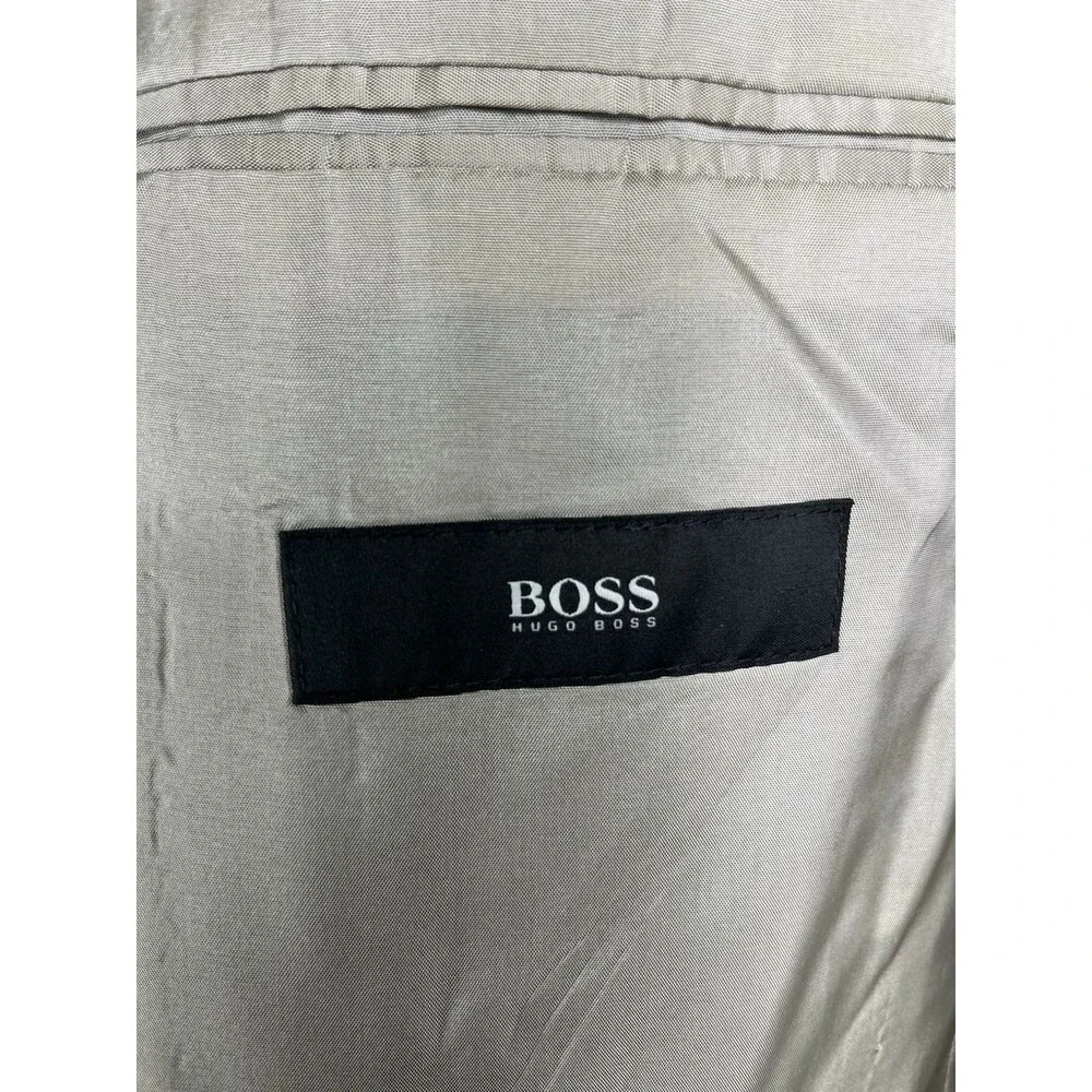 HUGO BOSS Rossellini Men 38S Blazer Gray Striped Textured Wool Sport Jacket